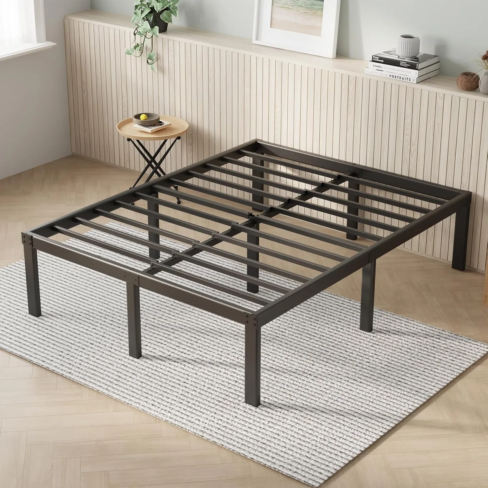 US Queen Bed Frame, 14 Inch Metal Platform Bed Frame Queen Size with Storage Space Under Bed, Heavy Duty Steel Slat