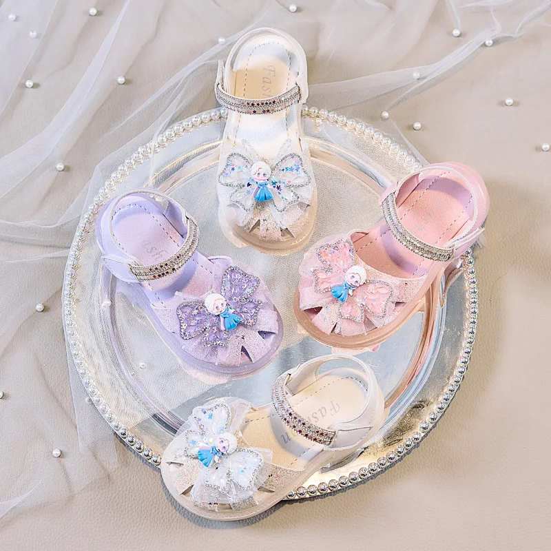 

Kids'Casual Shoes Crystal Elsa Princess Frozen PU Leather Shoes Spring Shoes For Girls Anti-slip Purple Beige Shoes Size 23-34