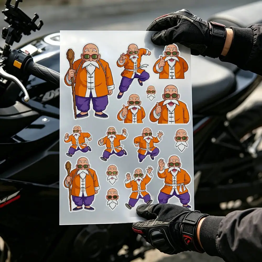 Anime Master Roshi  Motorcycle Reflective Decal Safety Sticker for Helmet Car Bike Durable Self-Adhesive  Gift for Rider