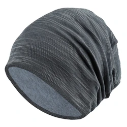 Hip Hop Street Striped Skullies Beanies for Men Women Beanies Hat Autumn Casual Breathable Turban Hat Cotton Pile Cap Skullcap