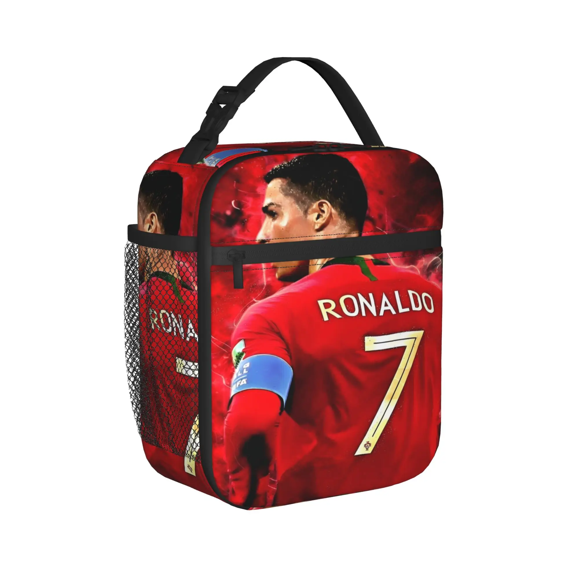 Siuuuuuu Ronaldos Cr7 Fußball-isolierte Lunchtasche, auslaufsichere Fußball-Thermotasche, Lunchbox, Tragetasche, Strand-Picknick-Essenstaschen – Detail 1