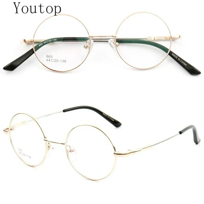 

Retro Women Round Eyeglass Frames for Men Metal Glasses Frame Optical Spectacles Prescription Eyewear Lightweight Flexible Gold