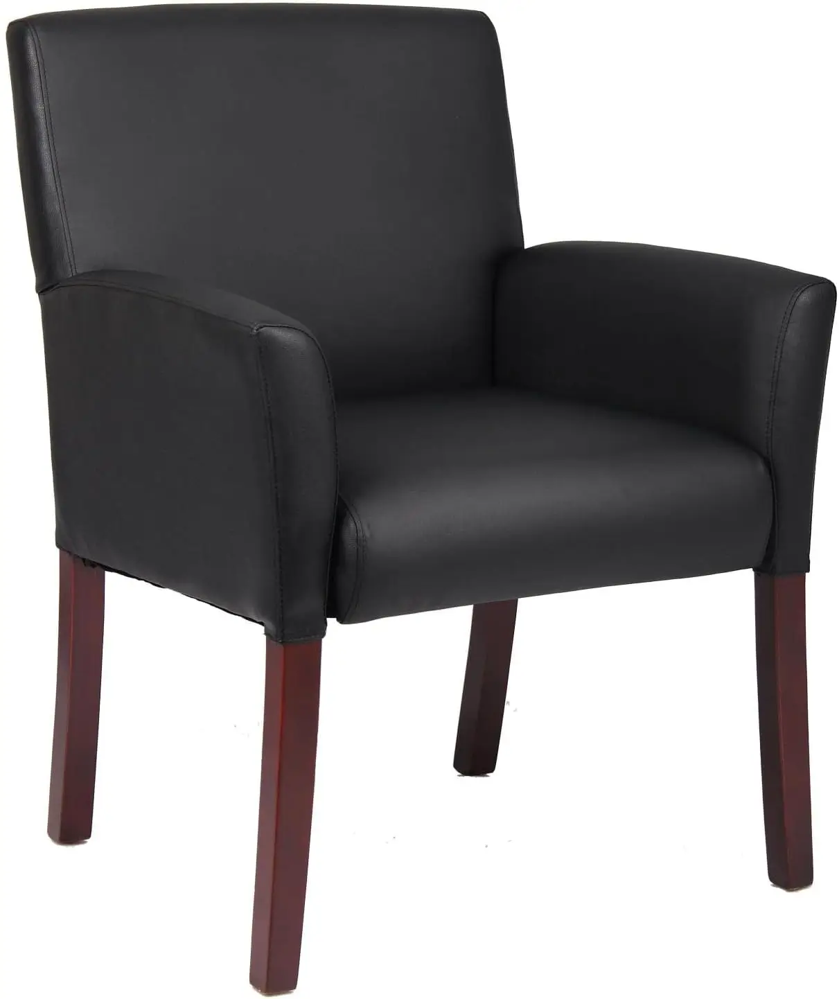 

Boss Office Products Box Arm Guest Chair with Mahogany Finish in Black, 250