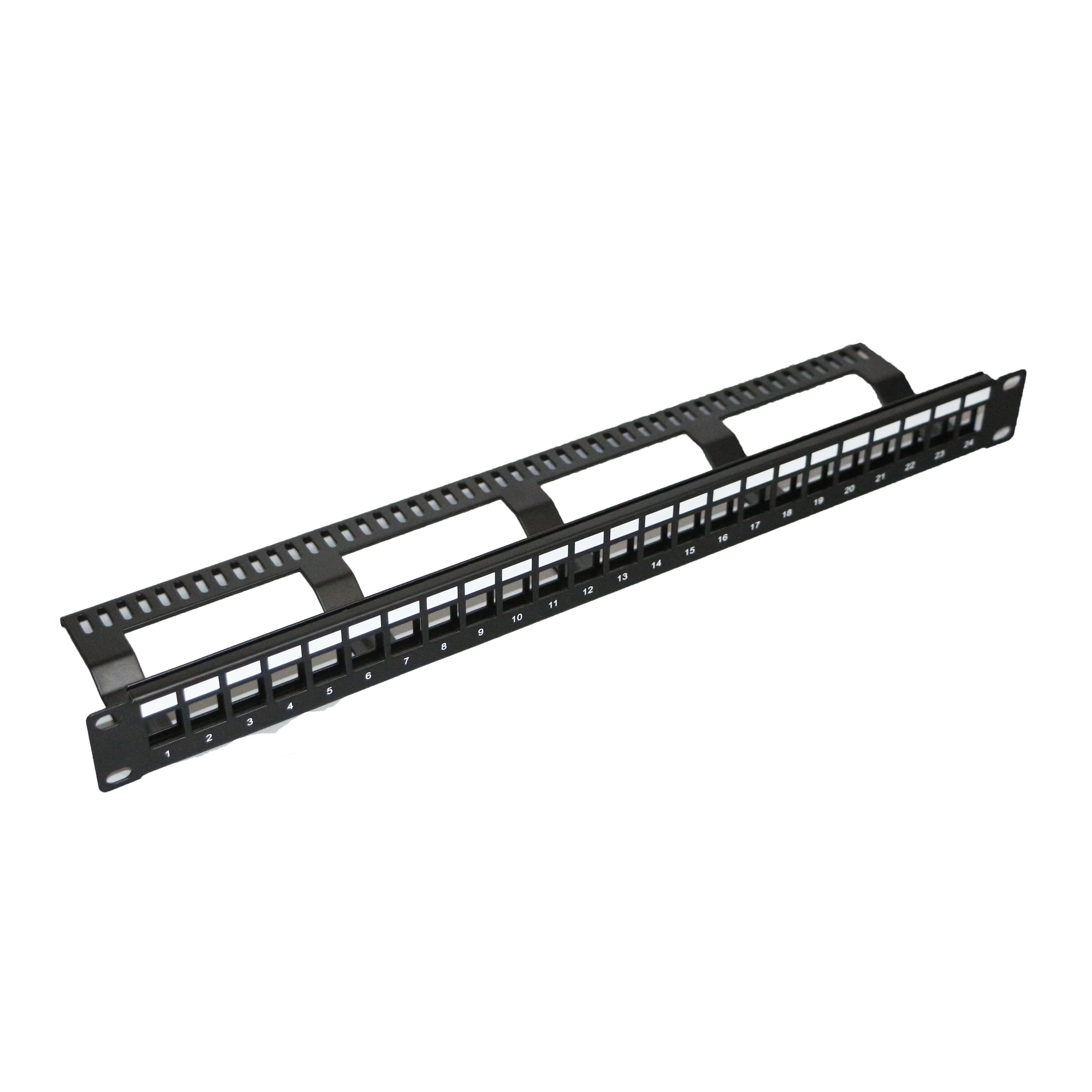 24 Port Blank Network Patch Panel Rack Mounted 19 Inch Empty 1U with cable management for Cat 5e Cat 6 keystone jack modular
