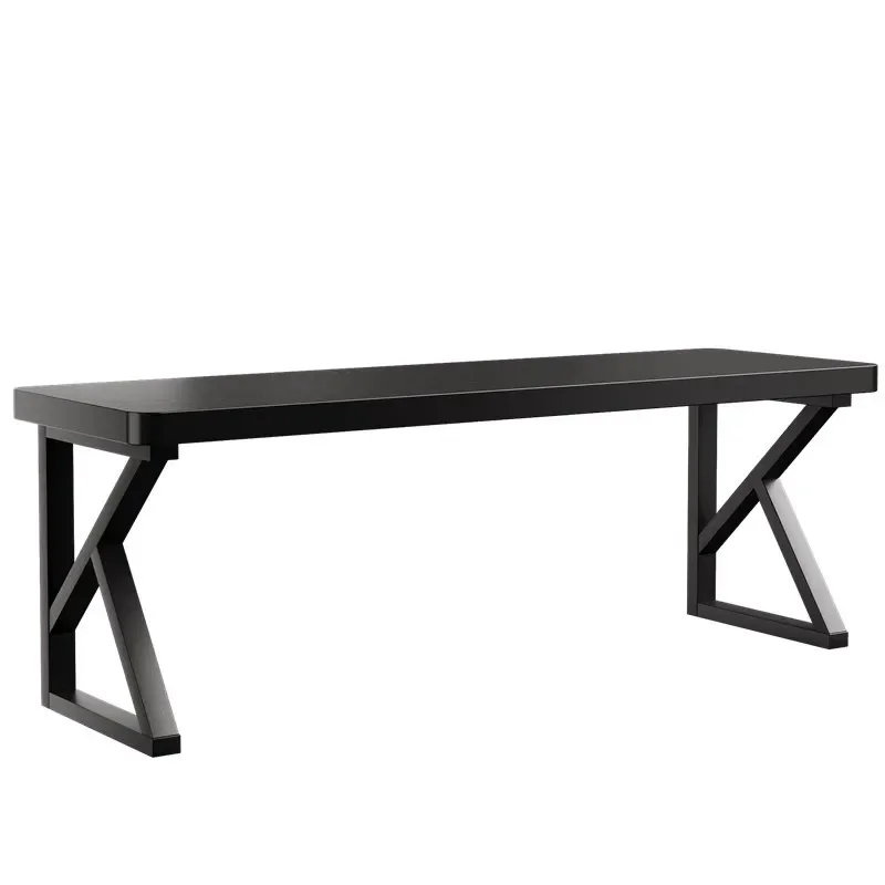 Solid Wood Double Computer Desk Simple Writing Table for Bedroom Living Room Student Study Black Strip Design