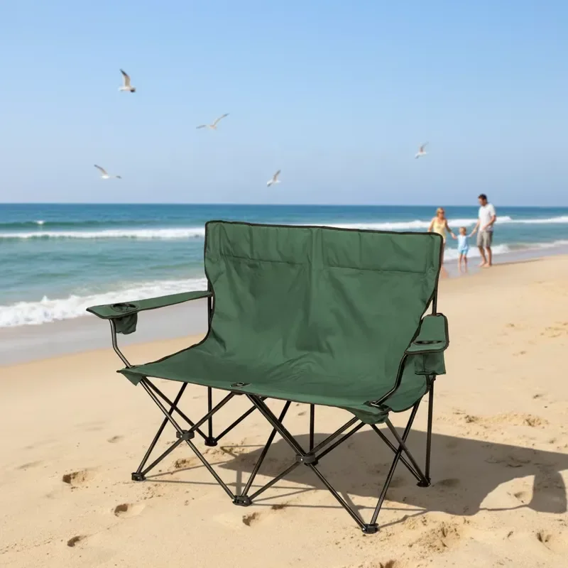 for Durable Comfortable Modern Custom Color Logo Outdoor Double Foldable Camping Chair Steel Tube