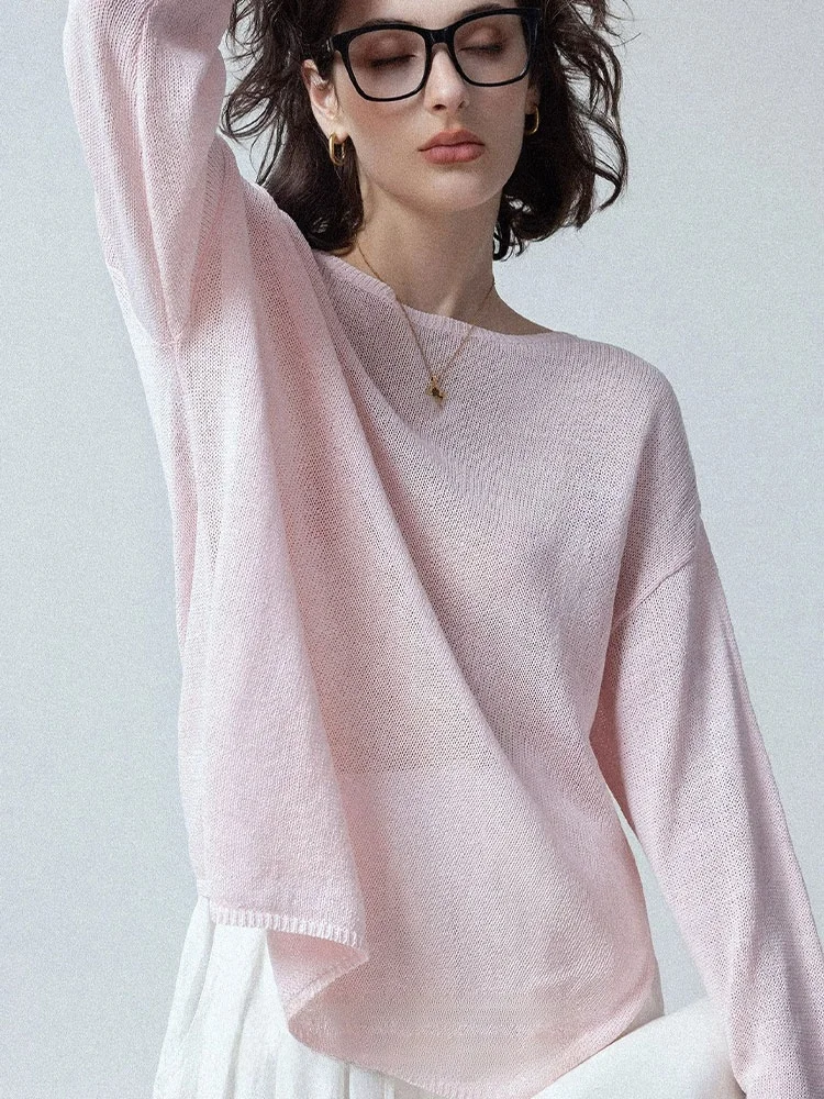 

Высококачественный вязаный топ в стиле ретро, женский свободный утягивающий базовый однотонный простой корейский длинный свек, круглый пуловер Ne