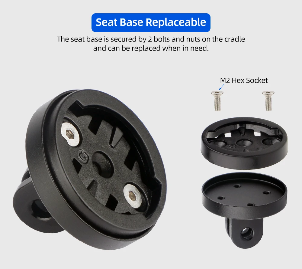 Deemount Richtungsverstellbarer Adapter für Garmin Bryton Wahoo Computer, hinteres Radarlicht, passend für Magicshine Scheinwerfer-GoPro-Kamera – Detail 6