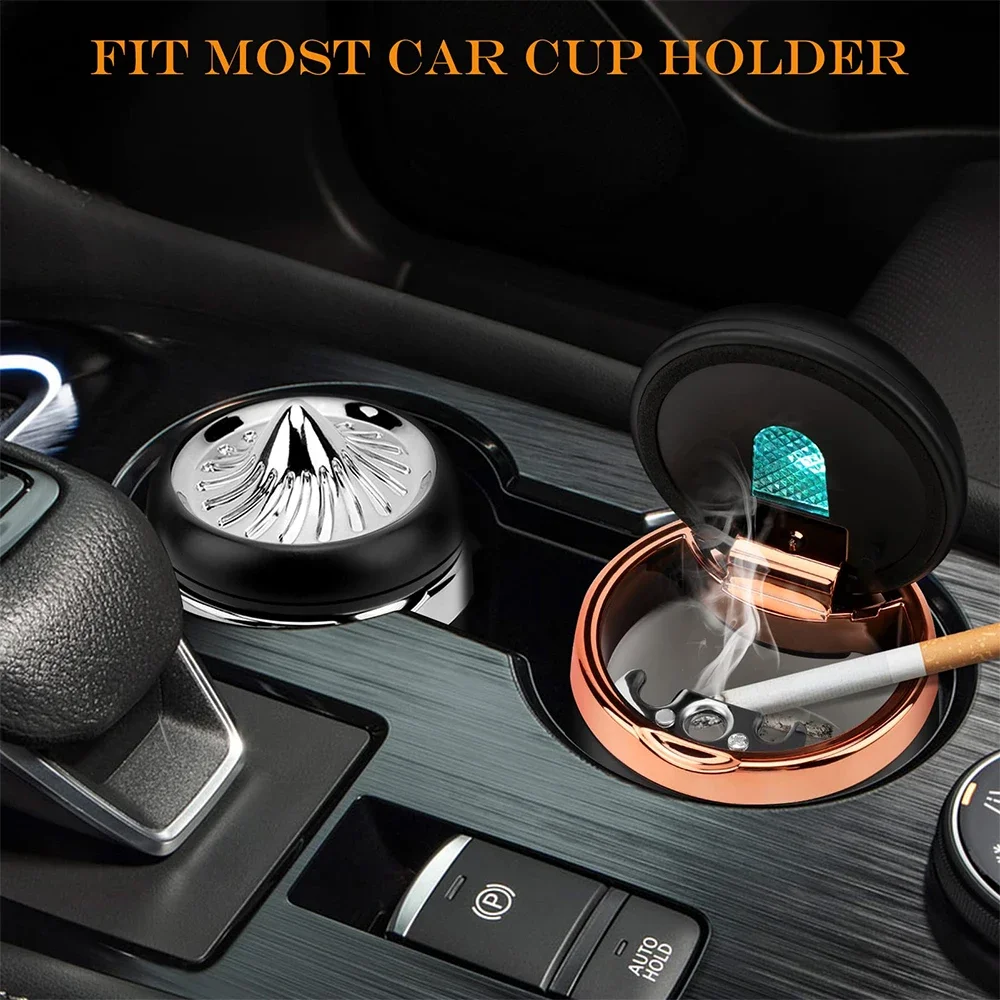 1pcs Portable Ashtray for Car Mini Car Ashtray with Lid Smokeless Ashtray Detachable Car Cigarette Ashtray with Colorful LED