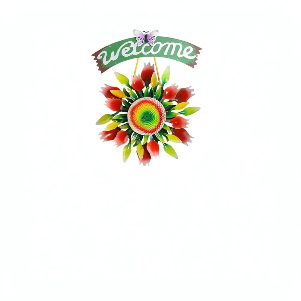 Iron Sunflower Garden Wind Spinner Outdoor Landscape Decor Yard Kinetic Sculpture Ground Plug Wall Mount Style