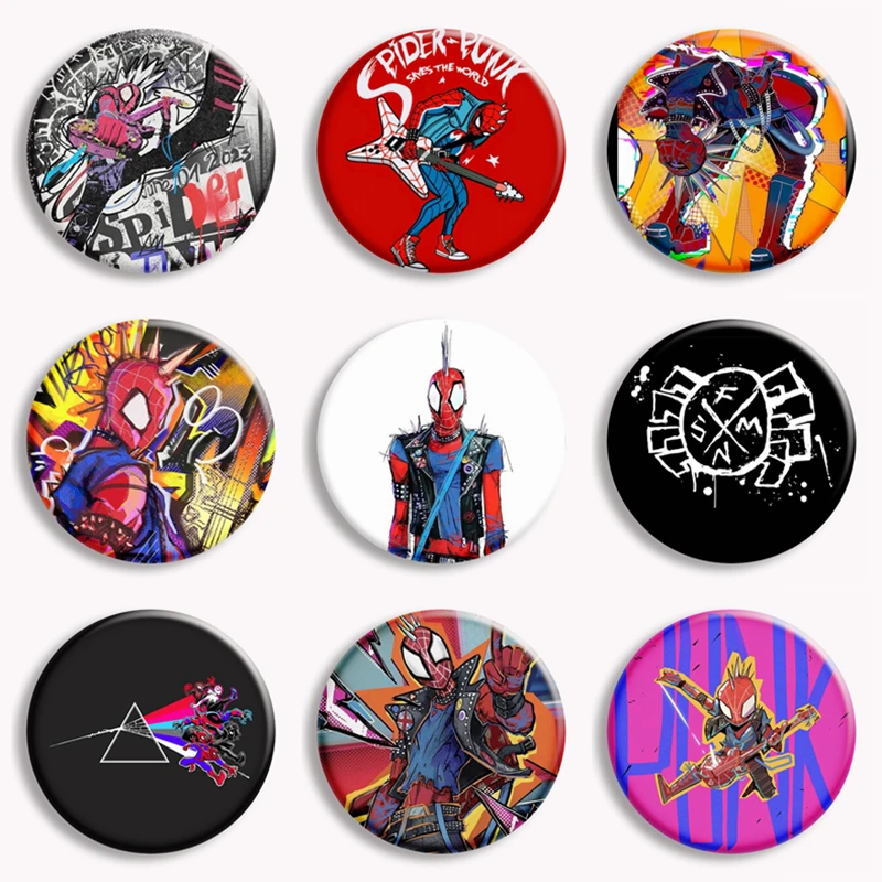 

Retro Classic Spiderpunk Aesthetic Soft Button Pin Creative Cartoon Anime Brooch Badge Bag Accessories Decor Fans Collect Gifts