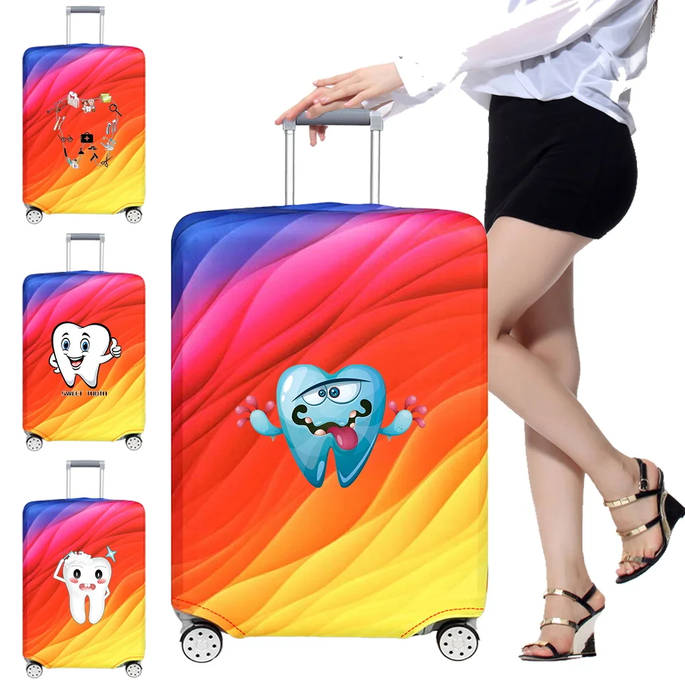 

18-32 Inch Luggage Cover Thick Elastic Suitcase Protector Case Printing Teeth Series Baggage Covers Washable Prevent Scratches