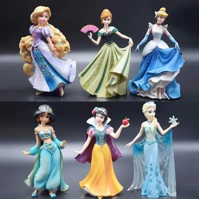 Figurine Disney la reine des neiges raiponce Jasmine blanche-neige, jouet en résine, ornements, poupée, décoration de salle, modèle d'action Anime, cadeau pour enfants, 20cm