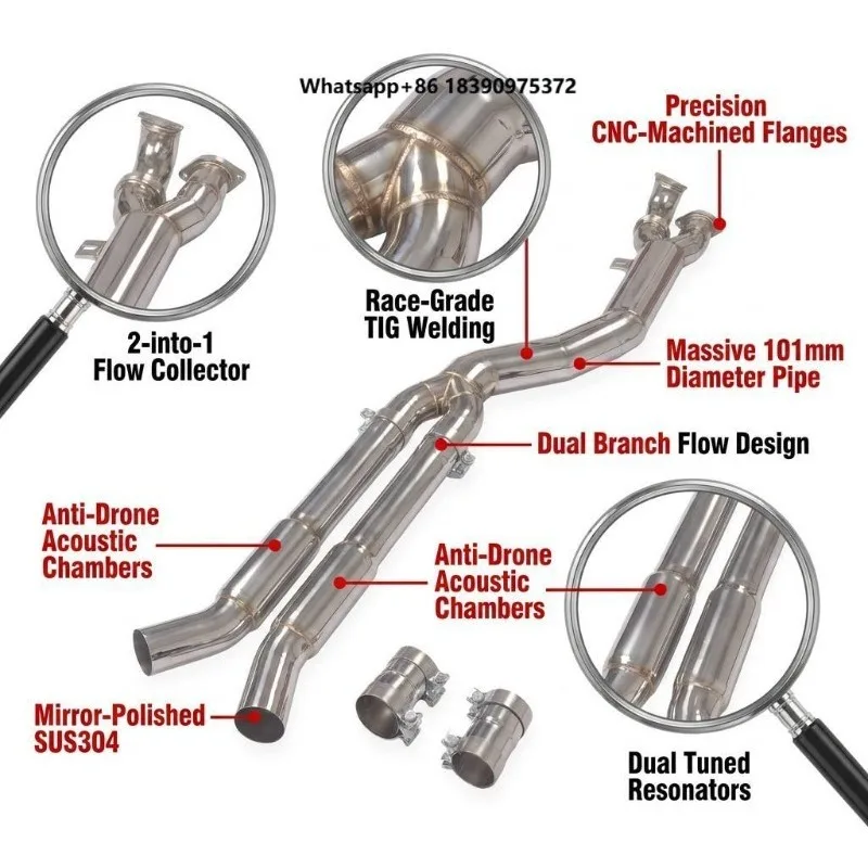 101MM Large Diameter Exhaust Pipe Stainless Steel 4 Inch Exhaust Pipes Acoustic Upgrade PX