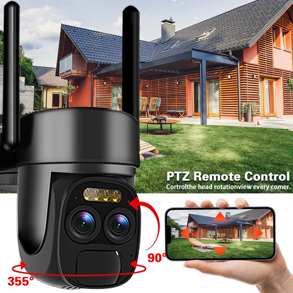 10X Zoom Dual Lens WIFI telecamere solari 8MP Wireless Surveillance PTZ batteria integrata visione notturna a colori Audio bidirezionale O-KAM APP