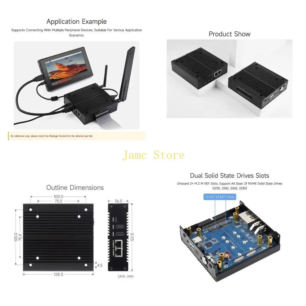 

LX0B Универсальный мини-компьютер для CM4, сетевое хранилище, два отсека для твердотельных накопителей