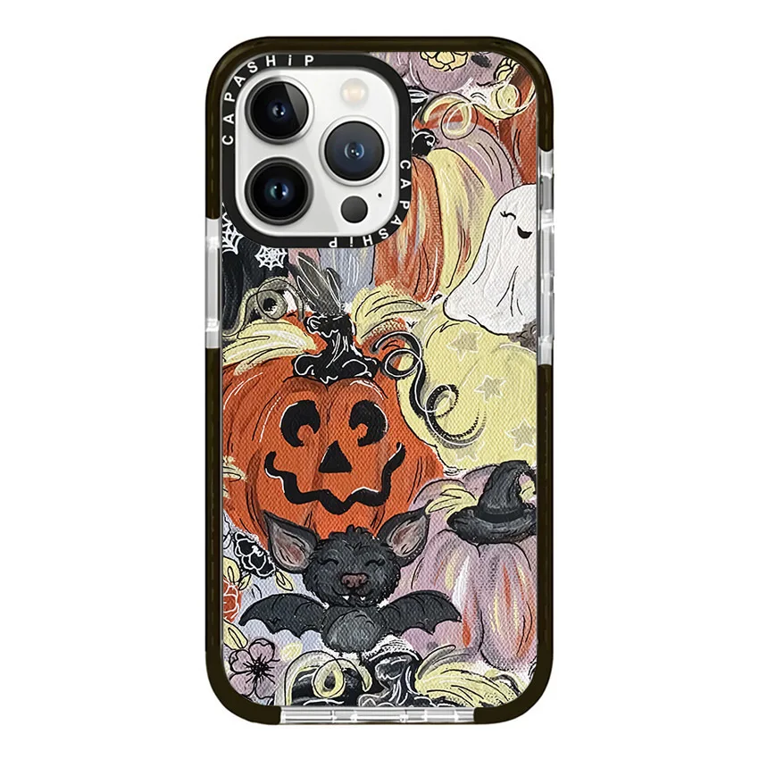 Halloween Pumpkin Graffiti Retro Rose Case For iPhone 15 14 13 12 11 Pro X XS XR Max 7 8 Plus SE Soft TPU Shockproof Back Cover