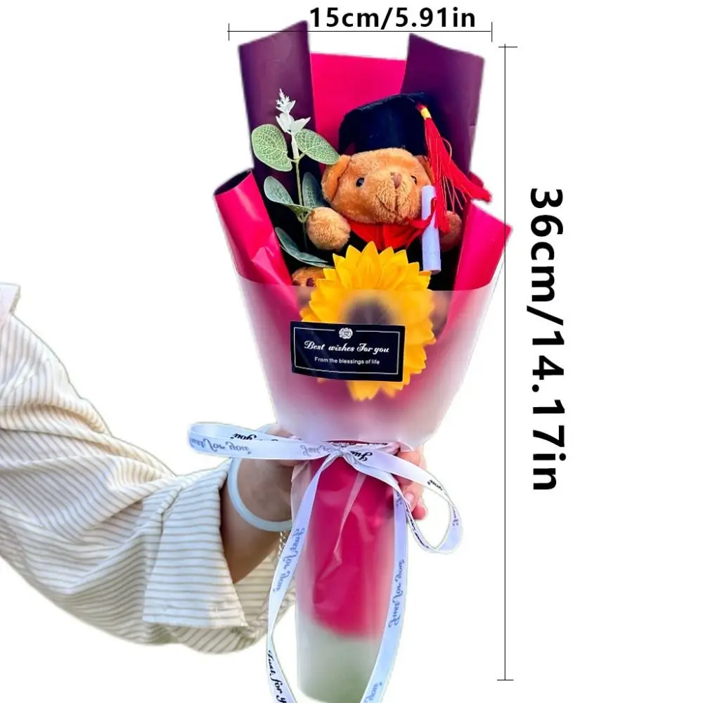 Bouquet Decoration Graduation Bear Bouquet Plush Bear Lovely Bear Plush Bouquet Cartoon Elegant Doctoral Bear Toy Birthday Party