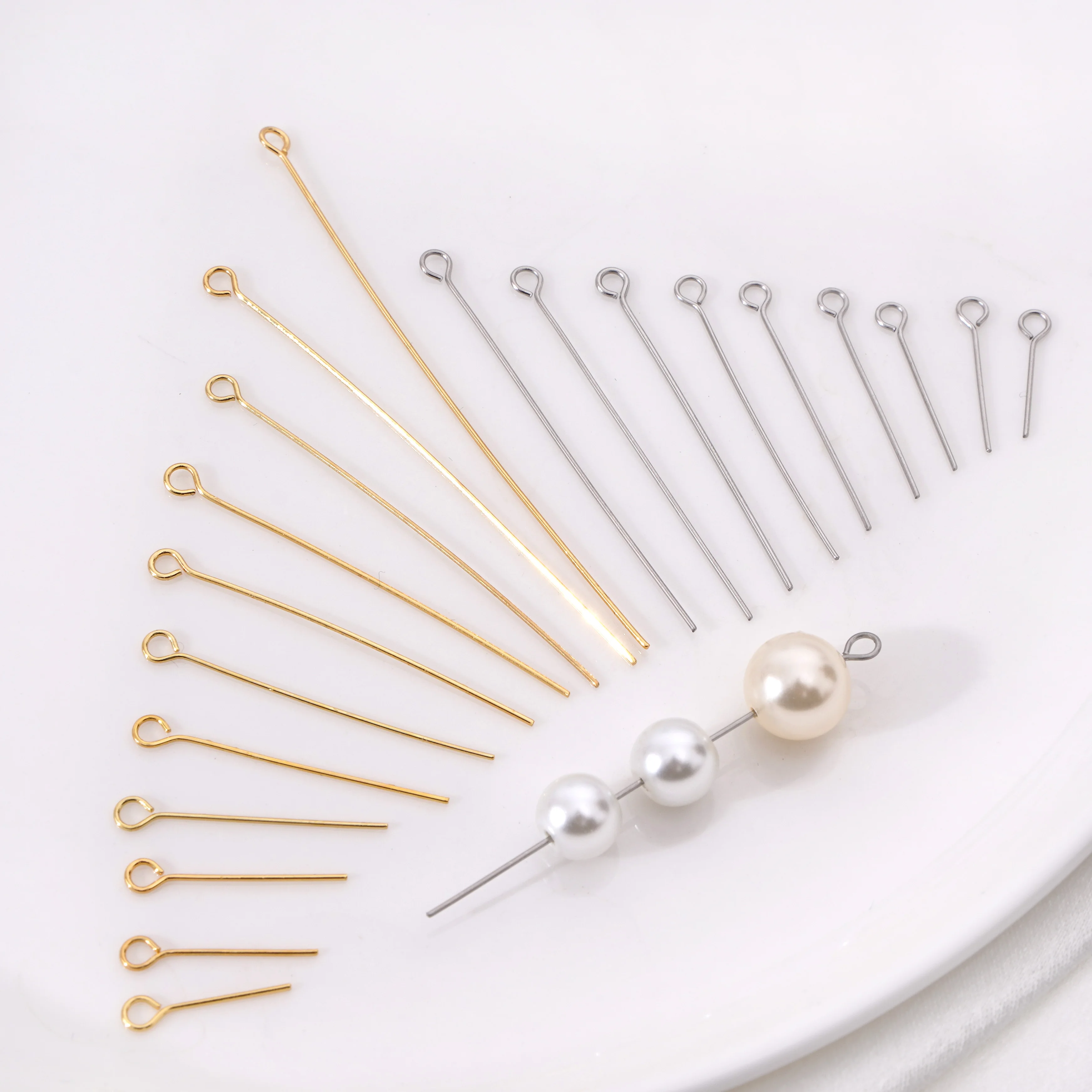 50/100Pcs 15-70mm Stainless Steel Material Nine Character Needles Eye Pins For Bracelets Necklaces Earrings DIY Jewelry Making