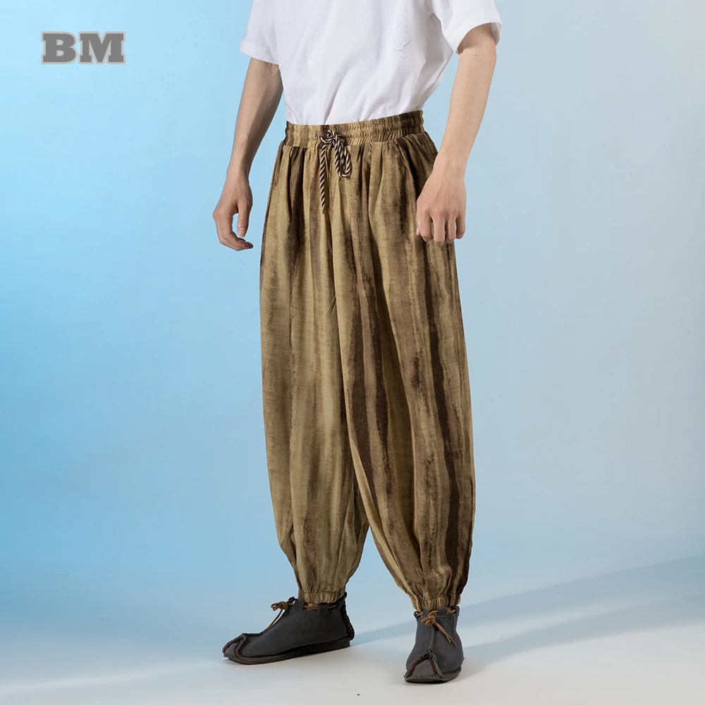 

Chinese Traditional Dress Vintage Casual Baggy Pants Men Clothing Plus Size Tai Chi Kung Fu Jogging Pants Fashion Sweatpants