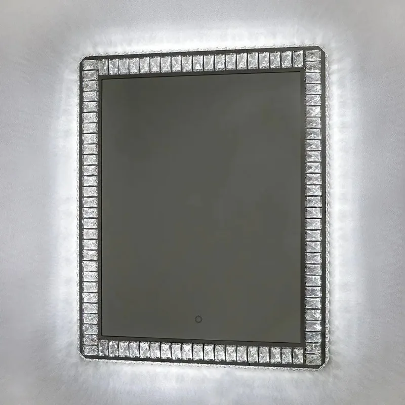 Touch Screen Crystal Clear Lighted Makeup Mirror Wall Mounting Bathroom Led Mirror with Light