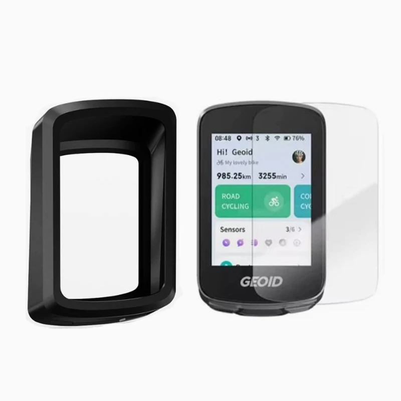 Silicone Soft Shell Protective Case Screen Protector Film Cover For GEOID CC700 / CC700 Pro GPS Computer Frame Skin Accessories