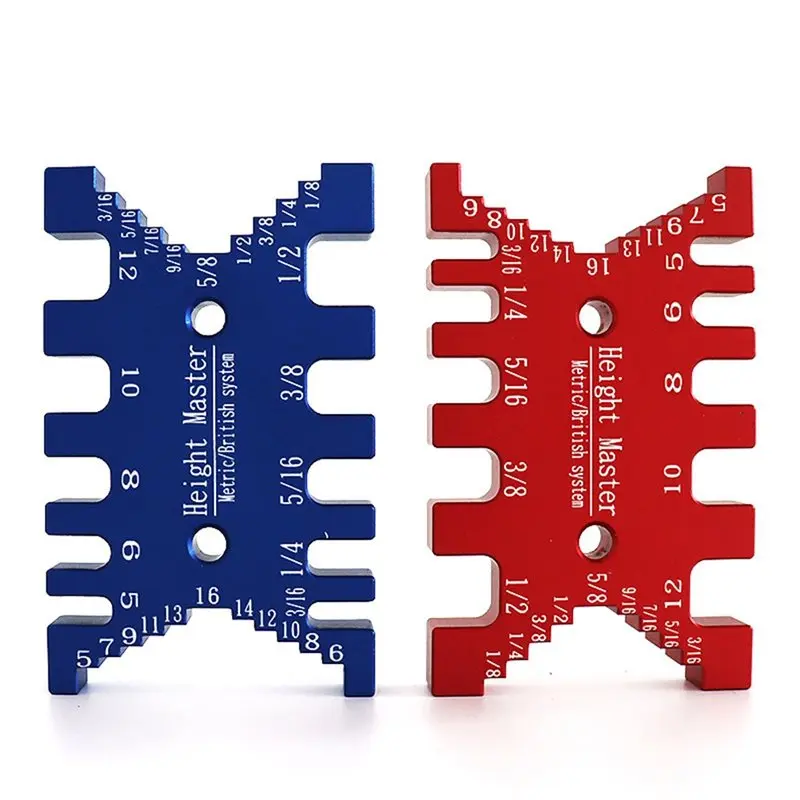 SEWS-Tenon Caliper Gauge Aluminum Dovetail Jig MM/Inch Saw Table Machine Woodworking Measuring Tool Saw Ruler Blue