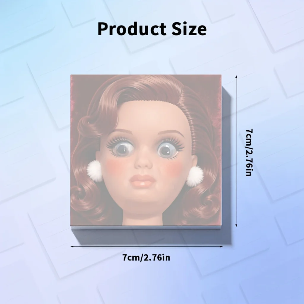 50/100 Sheets Sticky Notes And Color Code Labels,Angry Doll Brown Wavy Hairstyle Face Memo Pad, Stationery for Office Planning