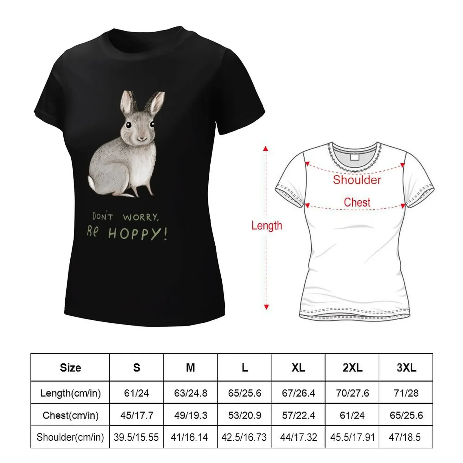 Mach dir keine Sorgen, sei hoppy! T-Shirt plus Größe Tops ästhetische Kleidung Damen bekleidung