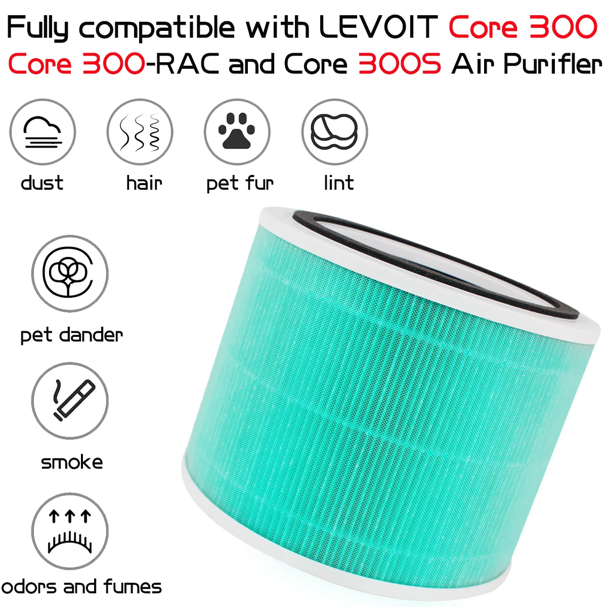 Applicable to LEVOIT Core 300S air purifier three in one H13 HEPA high-efficiency air filter toxin absorber replacement