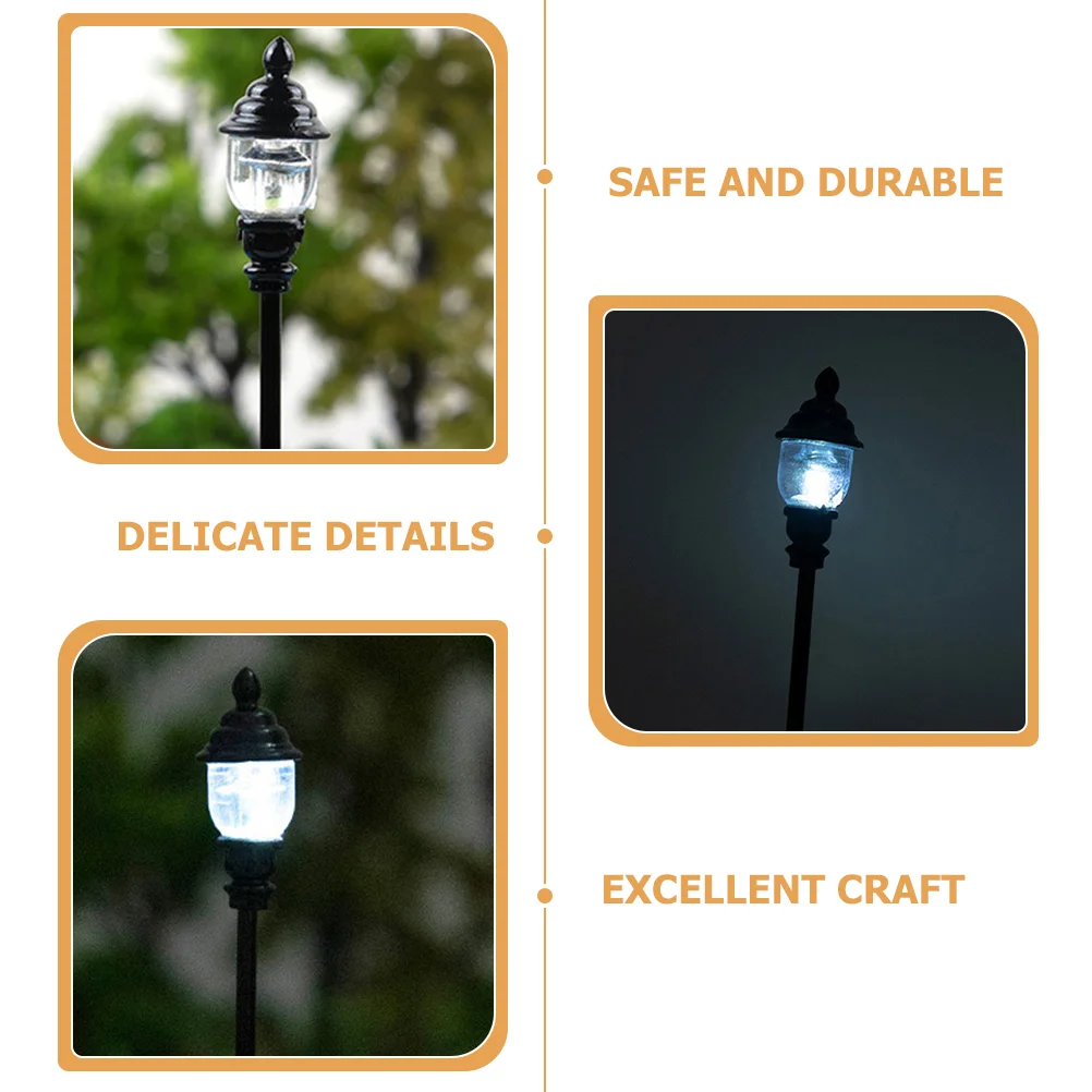 4 Pcs Model Garden Light Park Lamp Miniature Street Miniatures Small Decor Room for Bedroom