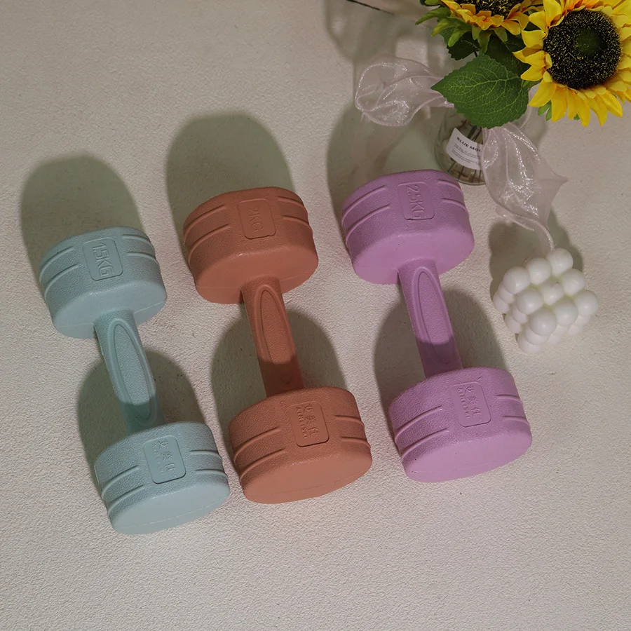 Color dumbbells girls home exercise equipment arm muscle wrap glue arm weight loss small dumbbells