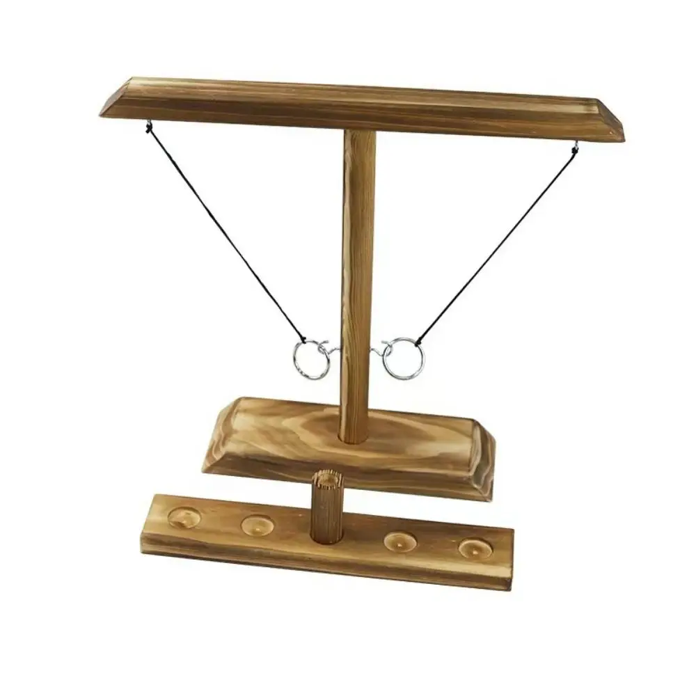 

2 Player Wooden Ring Toss Game Handheld Durable Table Top Games Handmade Adjustable String Board Games Outdoor