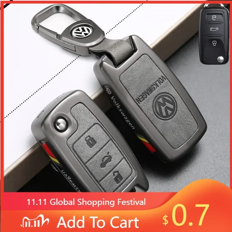 

Чехол для автомобильного ключа из кожи и сплава для VW, Volkswagen Polo, Golf, Passat, Tiguan, Beetle, Caddy, T5, Up, Skoda Octavia, Seat Leon
