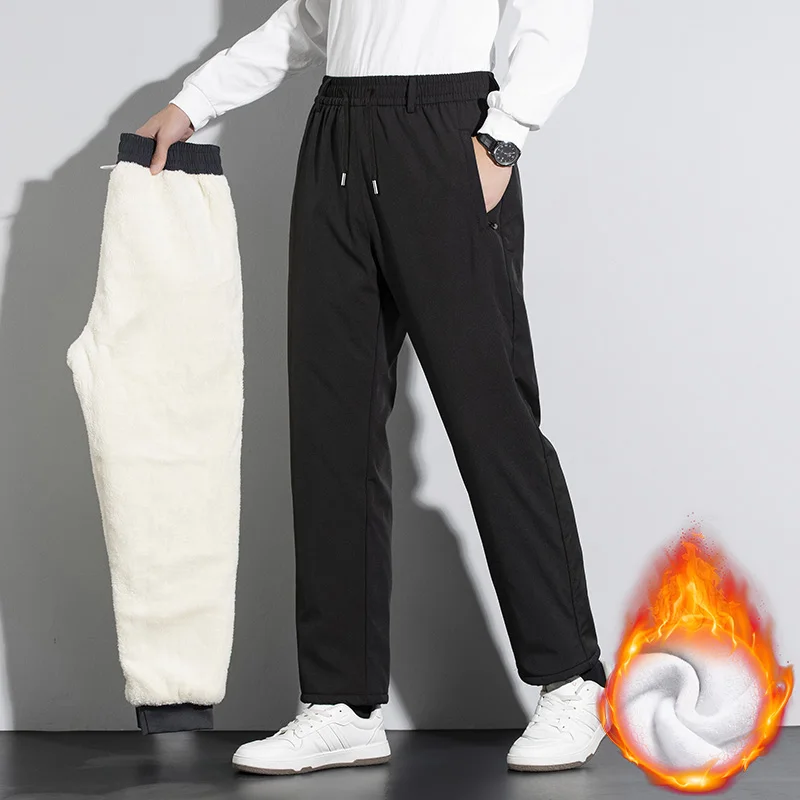 

Зимние теплые брюки Thiened Fce, мужские повседневные брюки прямого кроя, ветрозащитные, водонепроницаемые, морозостойкие хлопковые брюки свободного кроя