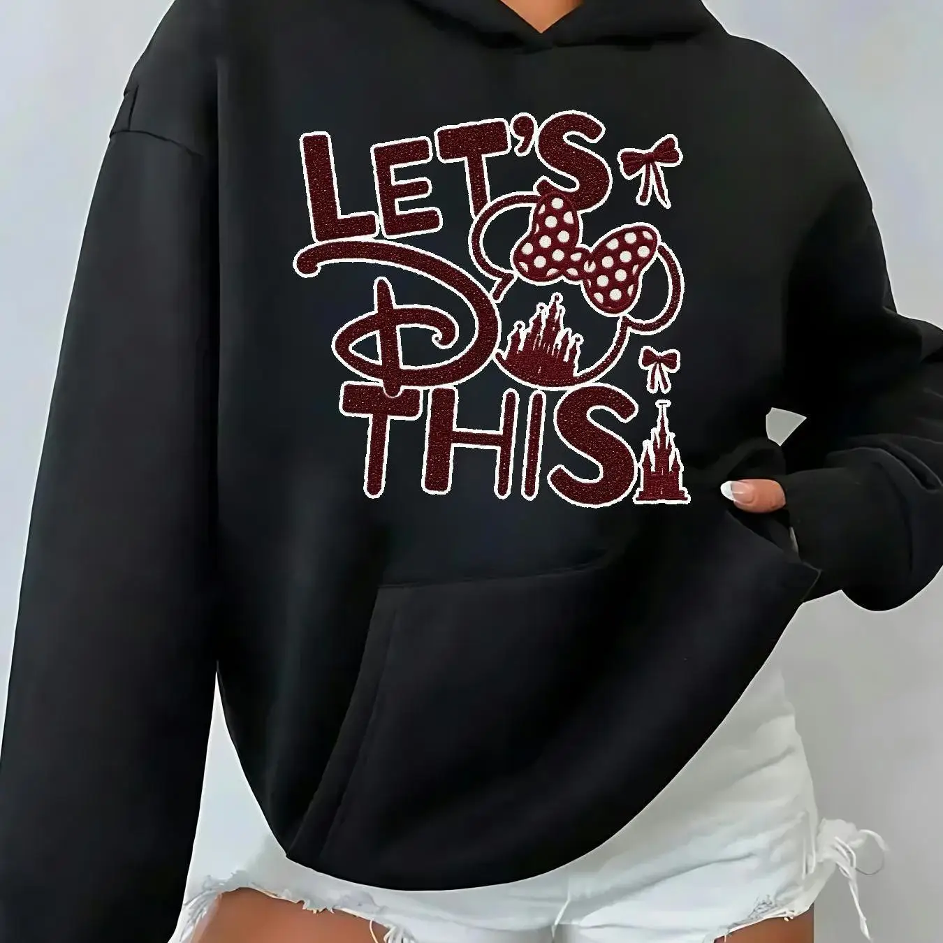 Disney mickey mouse padrão feminino hoodie outono inverno casual unisex pulôver moletom roupas com capuz streetwear oversized