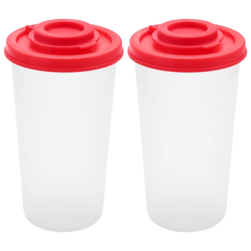 Salt And Pepper Shakers Moisture Proof ,Salt Shaker With Red Covers Lids Plastic Airtight Spice Jar Dispenser