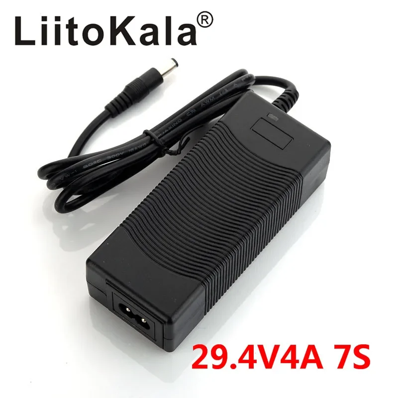 LiitoKala 7S 29.4V 4A 24v li-ion battery pack charger Desktop type fast Power Supply Adapter EU/US/AU/UK AC DC 5521 Converter qu
