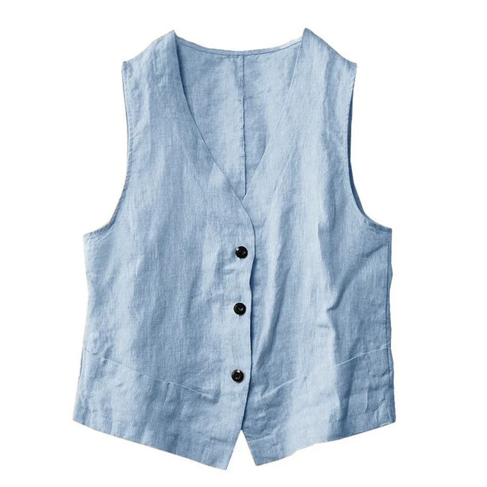 Eenvoudig vest voor heren Mouwloos 3-knops linnen Casual elegant zomermanvest Retro pakvesten met enkele rij knopen