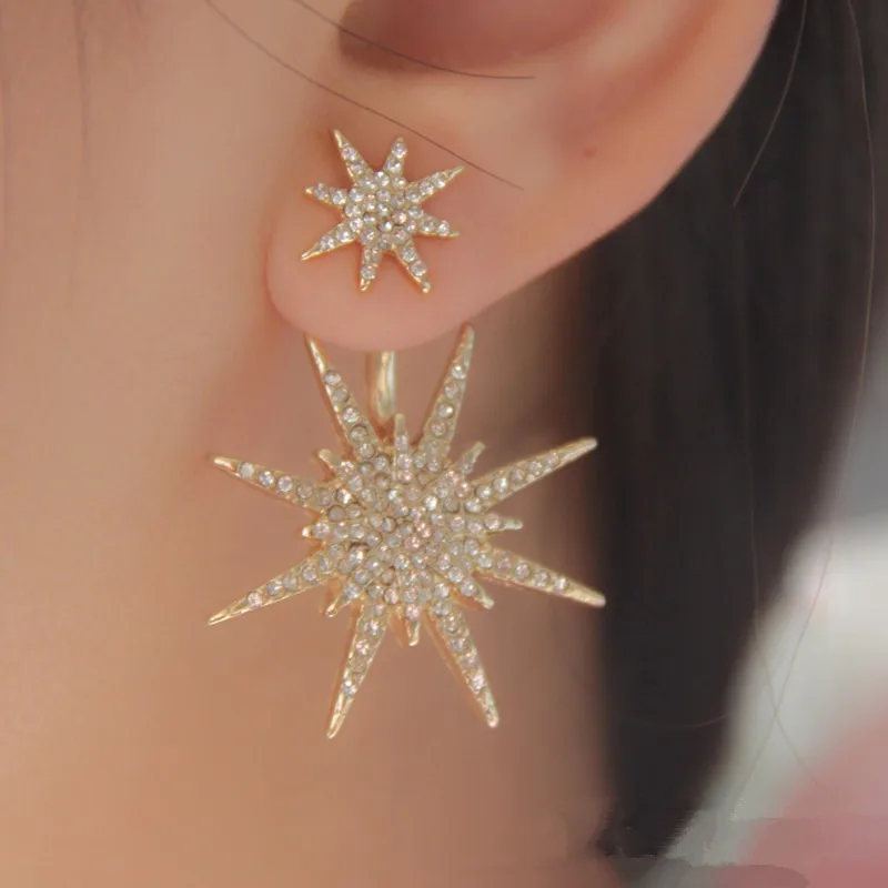 Fashion Crystal Snowflake Dangle Drop Earrings For Women Trendy Rhinestones Zircon Earrings Wedding Party Jewelry Drop Shipping