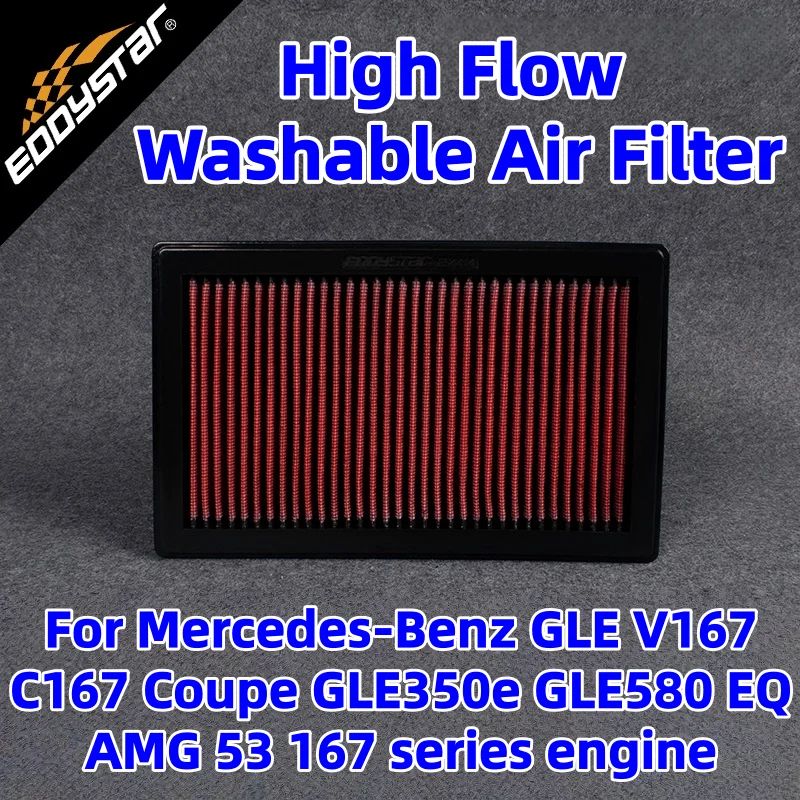 

For Mercedes-Benz GLE V167 C167 Coupe GLE350e GLE580 EQ AMG53 167 series engine 2018-Present High Flow Sport Washable Air Filter