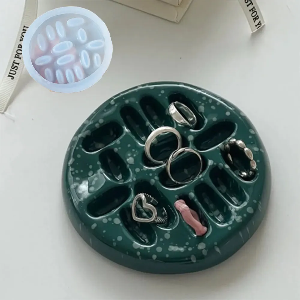 Ring Display Tray Epoxy Resin Mold Ring Holder Storage Plate Silicone Mold Heart Shape Square Round Jewelry Dish Plaster Mold