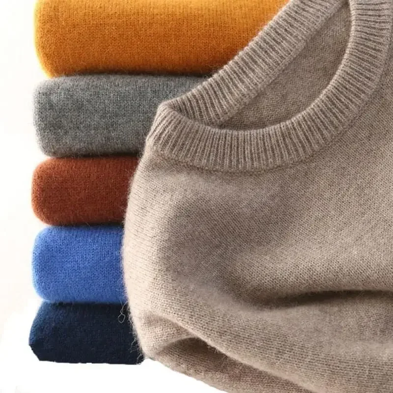 

Men Cashmere Sweater Autumn Winter Soft Warm Jersey Jumper Robe Hombre Pull Homme Hiver Pullover V-Neck O-Neck Knitted Sweaters