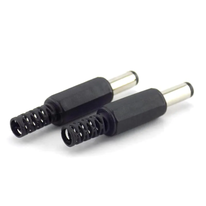 DC Masculino Conectores, Power Jack Plug Adapter, CCTV Camera Security System, DIY Acessórios, Comprimento 9mm, 2.1x5.5mm, 5Pcs