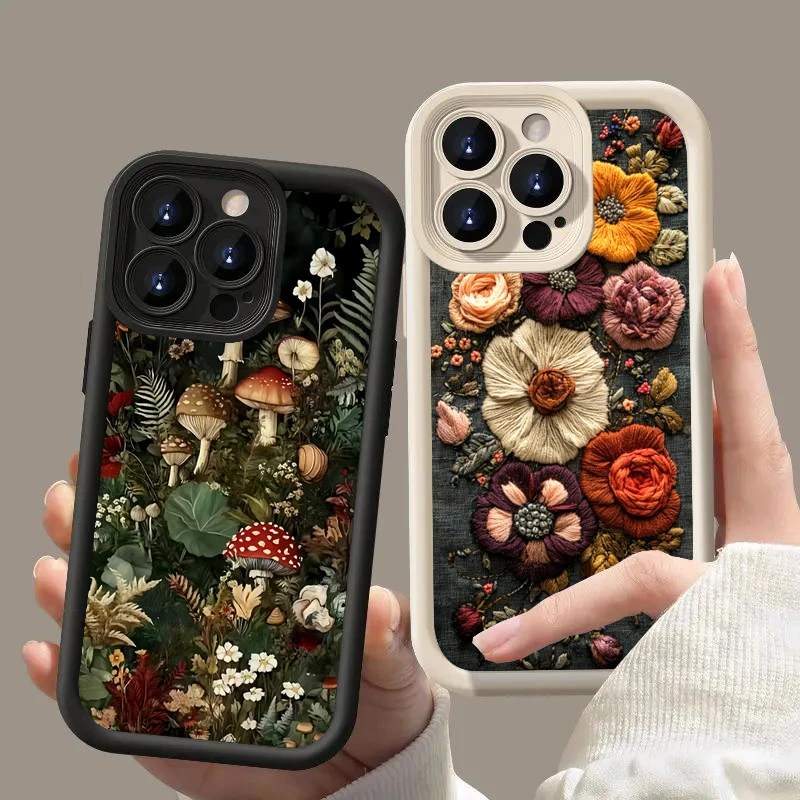 

Cute Flower Mushroom Pattern Silicone Phone Case For Xiaomi Redmi Note 14 13 12 11 Pro Plus 4G 5G 12S 11S Redmi 15C 14C 13 Cover