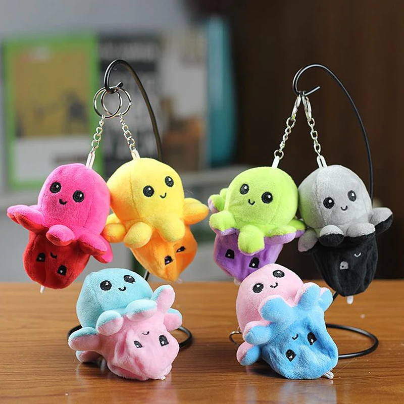 1PC Inverted Octopus Cute Plush Doll Reverse Toy Keychain Kawaii Fluffy Stuffed Pendant Schoolbag Decor Lovely Creative Gifts