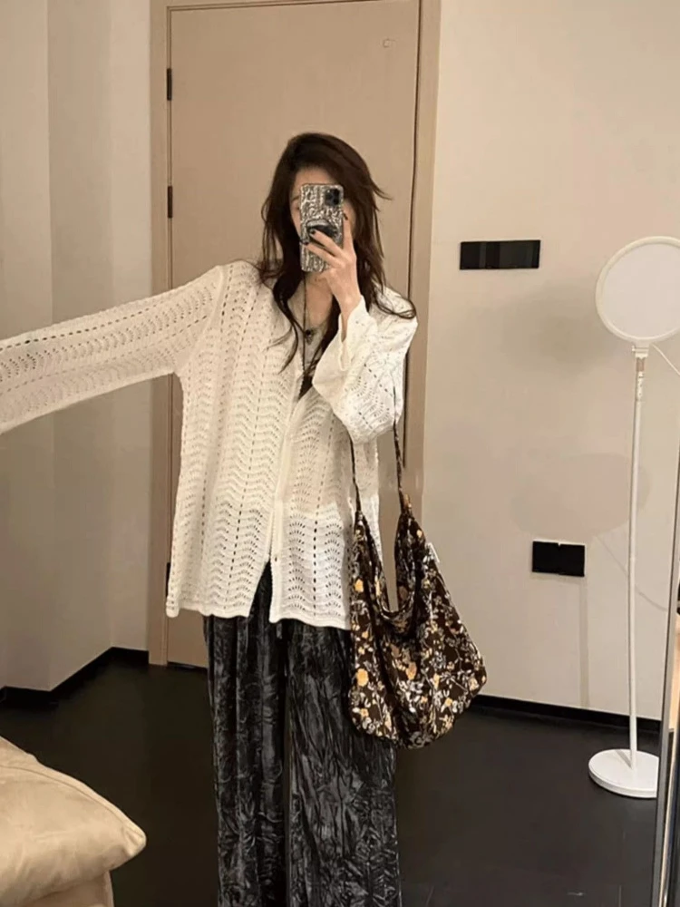 الملابس النسائية الصلبة الجوف خارج سترة الكورية المتضخم Sueter Mujer الخامس الرقبة واحدة الصدر الحياكة سترة شيك سحب فام #2