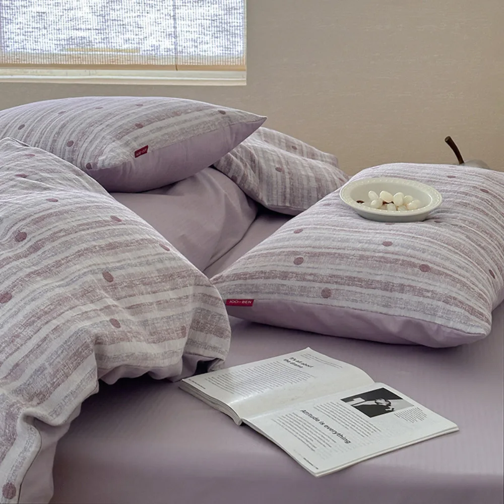 100% Cotton 4 Piece Bed Sheet Set Luxury Fitted Sheet Flat Sheet Pillowcases All Season