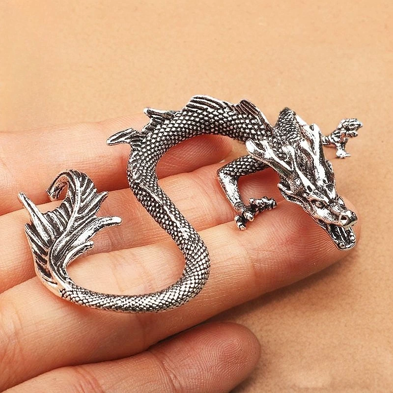 Solid Brass Zodiac Dragon Small Statue Desktop Ornament Chinese Mythical Beast  Retro Home Feng Shui Decorations Crafts view 2