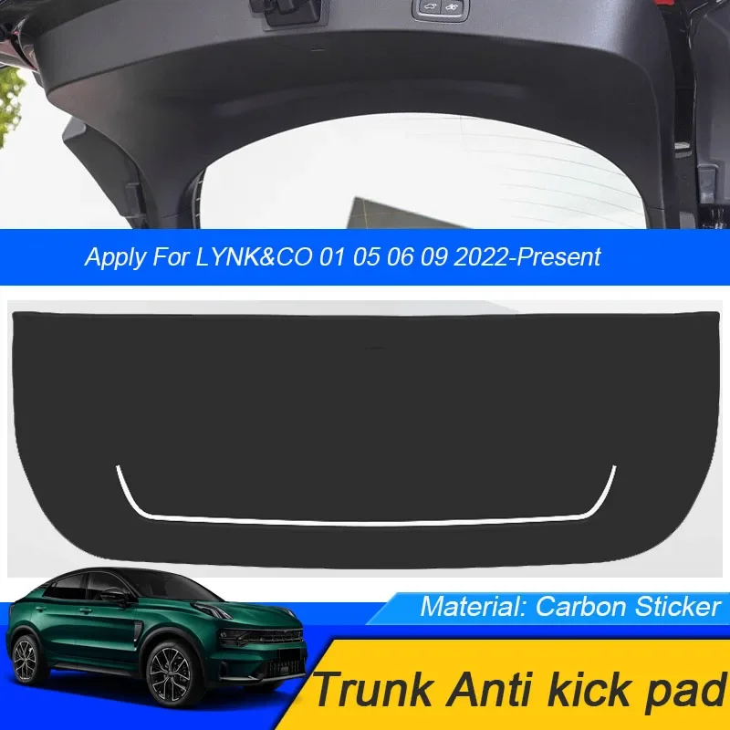 For LYNK&CO 01 05 06 09 2022-Present Car Anti-kick Carbon Trunk Pad Weather Dustproof Protect Tailgate Sticker Accessories